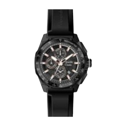 Alexandre Christie ALCW6688MCRIPBARG Black Dial Silicone Strap Analog Men Watch